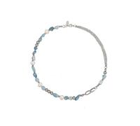 French Designer Gentle Baroque Pearl Short Beaded Pearl Necklace for Women, Natural Blue Treasure Stone with Baroque Pearl Fashion Jewellery Birthday