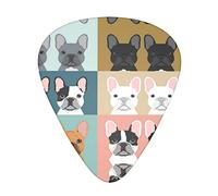 French Dog Cute Advanced púa de guitarra 12 piezas Tres grosores para bajo, guitarra eléctrica, funda para guitarra acústica