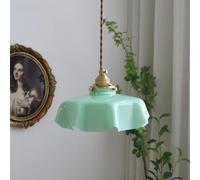 French Flower Shape Glass Chandelier Colorful Lamp Shade Brass Pendant Light E27 Japanese-Style Retro Ceiling Lighting,Pendant Ceiling Light