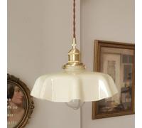 French Flower Shape Glass Chandelier Colorful Lamp Shade Brass Pendant Light E27 Japanese-Style Retro Ceiling Lighting,Pendant Ceiling Light