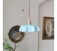 French Flower Shape Glass Chandelier Colorful Lamp Shade Brass Pendant Light E27 Japanese-Style Retro Ceiling Lighting,Pendant Ceiling Light