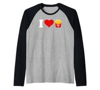 French Fries T-Shirt - I Love French Fries Camiseta Manga Raglan