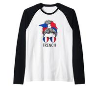 French Girl French Heritage France Flag Camiseta Manga Raglan