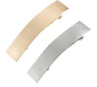 French Hair Clip, Retro Rectangular Barrettes, 3.54x0.79in Large Gold and Silver Spring Metal Clips, Elegant Headwear Accessories, Stylish Hair Styling Tool for Women, Girls,