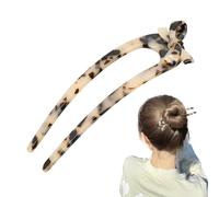 French Hairpin, Cellulose Acetate Hairpin, French Pin Clips | Bow Tie Hairpin - Stylish 2 Prong Hair Stick for Effortless Women's Hairstyles