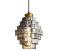 French High Light Transmission Glass Pendant Lamp,Retro Personality Chandelier,Flush Mount Ceiling Lighting Fixtures,Bar Hotel Restaurant Decoration Hanging Light(Cigarette Ash)