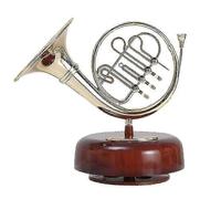 French Horn Music Box Classical Wind Up Twirling Music Box Rotating Base Brass Wind Instrument Mini
