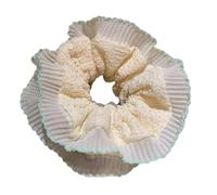 French Lace Trim Scrunchy for Female Aesthetic Hair Scrunchies Double Layer Bands for Casual and Formal Occasion Accessory