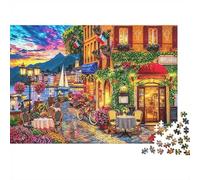 French Lakeside Puzzle para Adultos 1000Pc Reciclable Paper Cafe Street Jigsaw Puzzle Padre-Hijo Accesorios de Juego Desarrolla Boy & Girl‘s Inteligencia Juguete 52x38cm/1000pcs