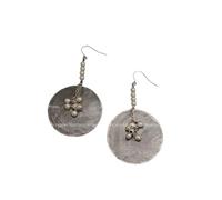 French Luxury Pearl Pendant Earrings, Women's Fresh Water Pearl Style Earrings with Brief- Sterling Silver 925 plated in Rhodium, Pack of 2