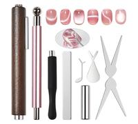 French Manicure Nail Magnet, 8-Piece, Glitter Design Tool for Professional Cats Eye Effects, Gradient, Star, Swirl Art for Manicure, Pedicure