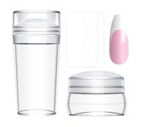 French Nail Stamper, Elastic Silicone Clear Nail Stamp Kit, 2.48x1.22in Multipurpose French Tip Stamps Set, Includes Scrapers and Interchangeable Heads, Salon Accessories
