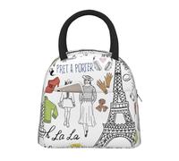 French Paris Tour - Bolsa de almuerzo térmica con estampado de la Torre Eiffel, bolsa de almuerzo portátil, bolsa de trabajo, adecuada para mujeres y hombres