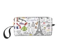 French Paris Tour - Bolsa de cosméticos portátil con impresión de la Torre Eiffel, estuche de almacenamiento de viaje, bolsa organizadora con cremallera para acceso rápido