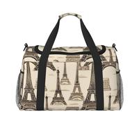 French Paris Tour - Bolsa de viaje con estampado de la Torre Eiffel, bolsa de viaje para el gimnasio, 50 x 33 x 25,9 cm