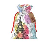 French Paris Tour - Bolsa reutilizable con cordón con estampado de la Torre Eiffel, perfecta para cumpleaños, aniversarios y fiestas