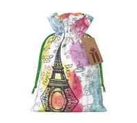 French Paris Tour - Bolsa reutilizable con cordón con estampado de la Torre Eiffel, perfecta para cumpleaños, aniversarios y fiestas