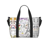 French Paris Tour - Bolsas de viaje de la Torre Eiffel para viajes, ligeras bolsas de viaje para mujeres, bolsas de gimnasio para hombres, Negro -, Talla única