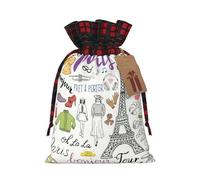 French Paris Tour Eiffel - Bolsas de regalo de Navidad con cordón para envolver Navidad, embalaje festivo, bolsas de regalo