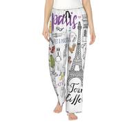 French Paris Tour Eiffel Tower - Pantalones de pijama para mujer, pantalones de descanso tumbados en el sofá en un fin de semana perezoso, Negro, M