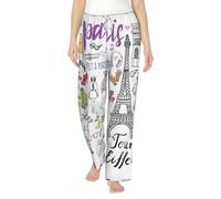 French Paris Tour Eiffel Tower - Pantalones de pijama para mujer, pantalones de descanso tumbados en el sofá en un fin de semana perezoso, blanco, M