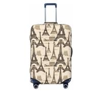 French Paris Tour - Funda protectora de equipaje con estampado de la Torre Eiffel, elástica, lavable, universal, para maleta de viaje, Black, L