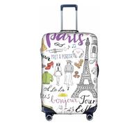 French Paris Tour - Funda protectora para equipaje de viaje, diseño de la Torre Eiffel, elástica, a prueba de arañazos, varios tamaños, Blanco, XL
