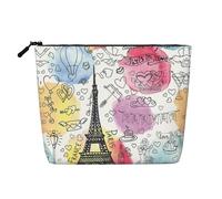 French Paris Tour - Organizador de cosméticos de la Torre Eiffel, bolsa grande de cáñamo falso, resistente al agua, bolsa con cremallera para viajes diarios