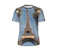 French Paris Tour - playera de manga corta con estampado de la Torre Eiffel para hombre, transpirable, atlético, gimnasio, deportes, verano, moda, fitness, Negro -, M