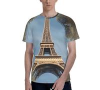 French Paris Tour - playera suave de verano para hombre, diseño de la Torre Eiffel, transpirable, de manga corta, casual, atlética, gimnasio, oficina, Negro -, M