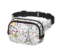 French Paris Tour - Riñonera con estampado de la Torre Eiffel para hombres y mujeres con cinturón ajustable para entrenamiento al aire libre