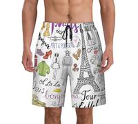 French Paris Tour - Traje de baño deportivo para hombre, diseño de la Torre Eiffel, cómodo, pantalones cortos de playa, piscina, surf, verano, deportes, aventura, Negro, M