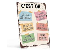 French Phrase C‘est OK Metal Sign Vintage Wall-Art Decor for Cafe Living Room Bedroom Francophile Gift Home Office Study 8 X 12 inch