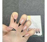 French Press Claw on Nails Medium Almonds Stiletto Handmade Nude Black Gothic Style Halloween Reusable Thick Acrylic Press on Nails Cat Dragon Eagle Claw False Nail Glossy Glue on Nail (S)