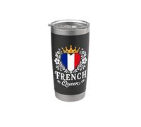 French Queen France Flag Proud French Woman Vaso térmico de acero inoxidable de doble pared