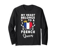 French Queen French Wife Girlfriend France Flag Manga Larga