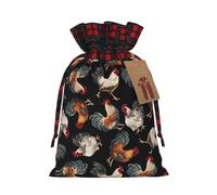 French Roosters - 1 bolsa de regalo de Navidad con cordón de 4.7 x 6.9 pulgadas, para regalar en fiestas de vacaciones