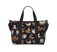 French Roosters - Bolsas de viaje para mujer, duraderas, bolsas de viaje para viajes nocturnos, color negro, talla única