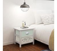 French Style Wooden Nightstands Set of 2, Rustic Bedside Tables with 2 Drawers, Vintage Farmhouse End Tables for Bedroom, Living Room, Home Decor, Compact Storage Cabinet, Natural Paulownia Wood