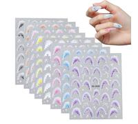 French Tip Nail Stickers - Manicure Decals for Women Girls Styling | Resin Embossed Texture with Self Adhesive Backing, 8 Sheet Curve Strip Set, Press On Guide Accents for Home Salon Beauty Art Design