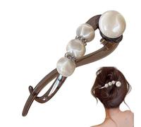 French Twist Hair Barrette (Pearl Decor) - Non Slip Jaw Clip For Thick Hair | Elegant Retro Banana Haîr Clip | Fashion Ponytail Holder For Women Grandma Mom Wife Daughter