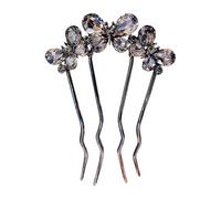 French Twist Hair Pin - 4 Prong Rhinestone U Shape Updo Sticks for Elegant