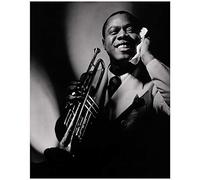 French Unicorn Poster Star Famoso Louis Armstrong Trompetista Música Vintage 2