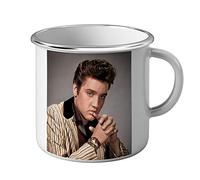 French Unicorn - Taza esmaltada de metal estrella famosa Elvis Presley cantante música vintage 4