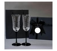 French Vintage Black Swan Champagne Glasses Octagonal Stemware For Home Bar Wedding Party Romantic Valentine(Gift box model-2pcs)