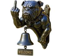 Frenchie Attitude Timbre, divertido timbre de dedo medio bulldog, campana colgante de bienvenida para perro, campana de comerciantes para abrir puertas, letrero de bienvenida al aire libre para puerta