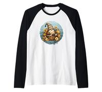 Frenchie Dad Gnome On Retro Sunset For Garden Lover Dog Mom Camiseta Manga Raglan