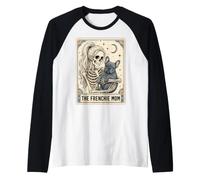 Frenchie Dog Mom Tarot Card French Bulldog Skeleton Mom Meme Camiseta Manga Raglan