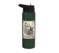 Frenchie Dog Mom Tarot Card French Bulldog Skeleton Mom Meme Stainless Steel Insulated Water Bottle