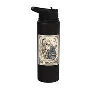 Frenchie Dog Mom Tarot Card French Bulldog Skeleton Mom Meme Stainless Steel Insulated Water Bottle